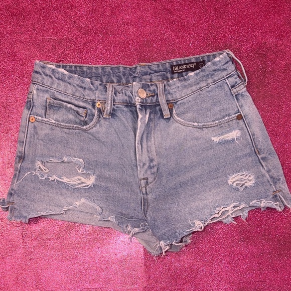 Blank NYC Pants - Blank NYC Women's Ripped Jean Shorts - Light Blue